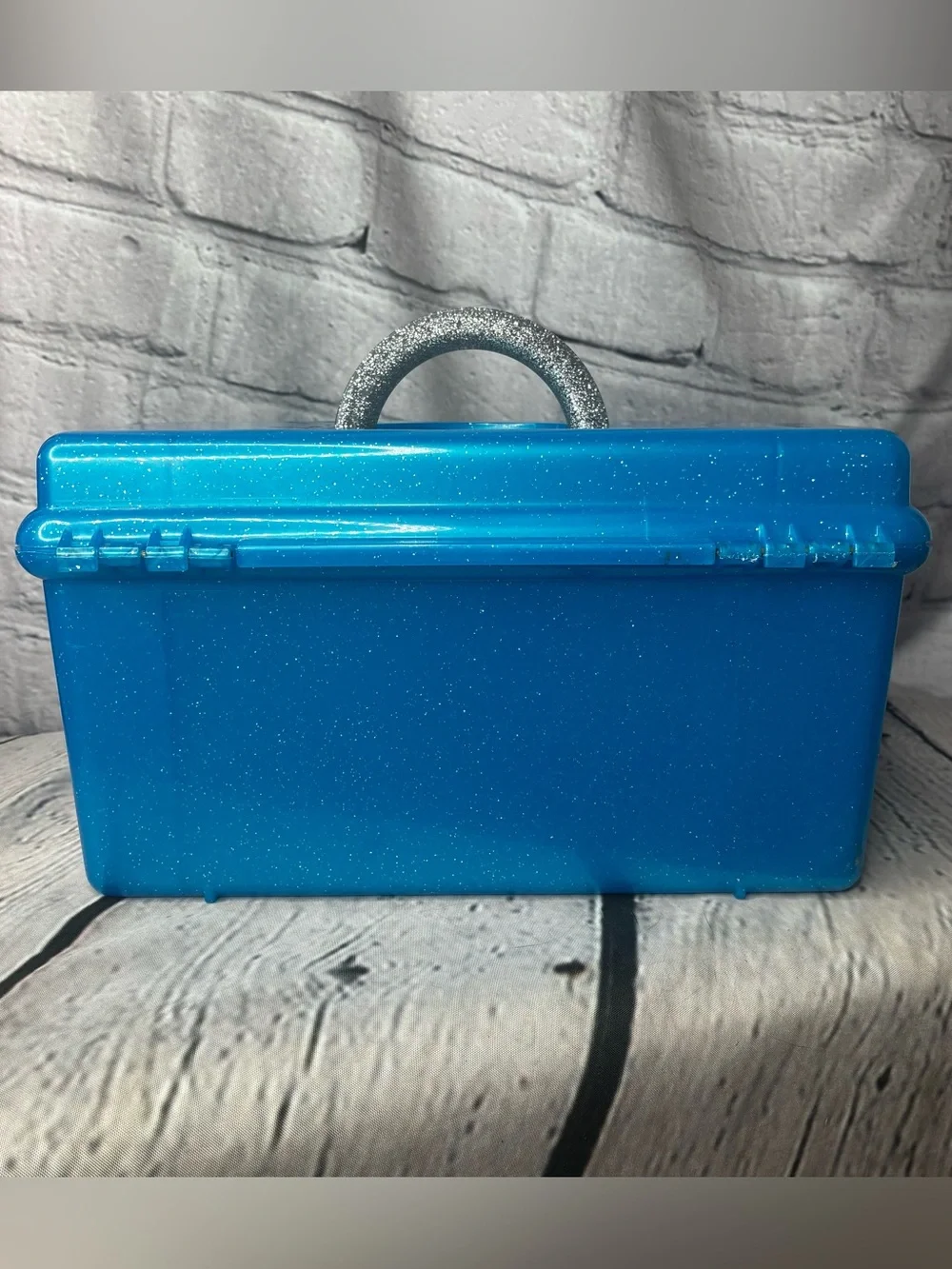 Vtg 90s y2k Caboodles Liquid Metallics 5620 Blue GLITTER Makeup Case Organizer